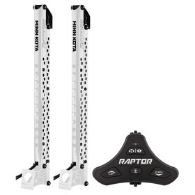 Minn Kota Raptor Bundle Pair - 8' White Shallow Water Anchors w/Active Anchoring &amp; Footswitch Included