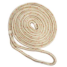 New England Ropes 3/4" Double Braid Dock Line - White/Gold w/Tracer - 25&#39;