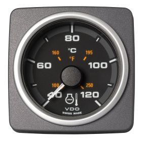 Veratron 52 MM (2-1/16") AcquaLink Coolant Temp Gauge 40&deg; to120&deg;C - Black Dial &amp; Bezel