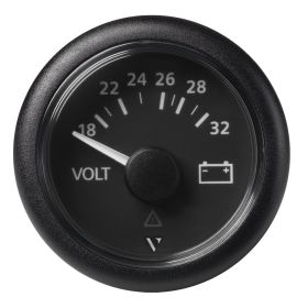 Veratron 52mm (2-1/16") Viewline Voltmeter 18-32V - Black Dial &amp; Bezel