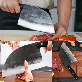 Qulajoy Serbian Chef Knife 6.7 Inch - High Carbon Steel Meat Cleaver - Professional Japanese Full Tang Hammered Cutting Knife For Kitchen Camping BBQ