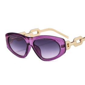 Women Sunglasses Fashion Cat Eye Sunglass Hollow Out Metal Legs Sun Glasses Retro UV400 Gradients Shades Luxury Designe Eyewear (Lens Color: purple gray pink)