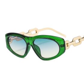 Women Sunglasses Fashion Cat Eye Sunglass Hollow Out Metal Legs Sun Glasses Retro UV400 Gradients Shades Luxury Designe Eyewear (Lens Color: green green tea)