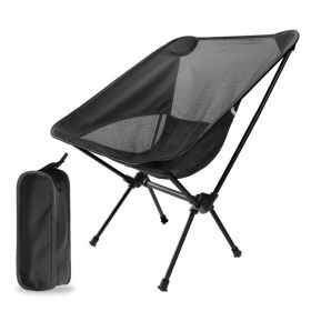 Superhard High Load Outdoor Camping Chair Travel Ultralight Folding Chair Portable Beach Hiking Picnic Seats Fishing Beach BBQ (Color: Black, Ships From: China)