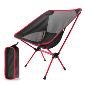 Superhard High Load Outdoor Camping Chair Travel Ultralight Folding Chair Portable Beach Hiking Picnic Seats Fishing Beach BBQ (Color: Red, Ships From: China)