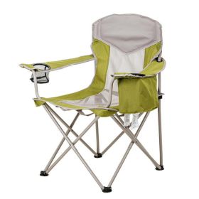 Adult Oversized Mesh Camp Chair with Cooler, Green & Gray (Color: Green & Gray)