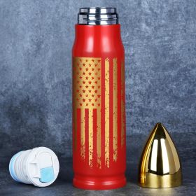 USA Flag Stainless Steel Bullet Tumbler (Color: 17oz-USA Flag-Red)