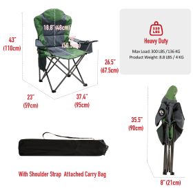 Camping Chair With Armrest, Side Pouch & Cooler, Oversized Padded Backpacking Chair With Cup Holder & Storage Bag (Color: Green)