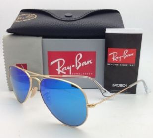 Ray Ban 3025 112/17 Aviator Gold Frame with BLUR MIRROR Lens -ALL SIZES  55mm , 58mm  , 62mm (Color: Blue Mirror, size: 62mm)