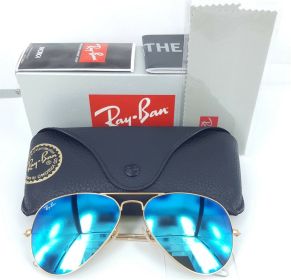 Ray Ban 3025 112/17 Aviator Gold Frame with BLUR MIRROR Lens -ALL SIZES  55mm , 58mm  , 62mm (Color: Blue Mirror, size: 58mm)