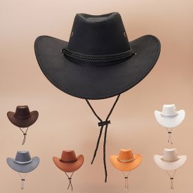 Western Cowboy Hat Vintage Jazz Hat Outdoor Fishing Cowgirl Sun Hat Wide Brim Summer Sunscreen Travel Beach Hat (Color: Khaki)