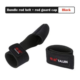 High elastic road sub rod protection routine sub bundle rod with Velcro strap rod with fishing rod strap road sub accessories (Color: Black band and cap)