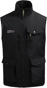 Men's Multi-pocket Casual Quick Dry Vest Photography Fishing Outdoor Vest (size: BLUE-4XL)